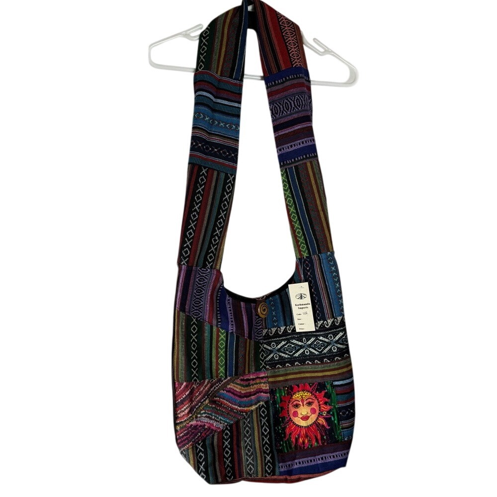Kathmandu NWT Boho Patchwork Multi-Color Sun Crossbody Shoulder Bag Hippie Chic‎